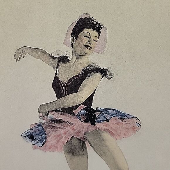 VINTAGE ORIGINAL COLORED LITHOGTAPHY LITHO PRINT FRAMED  BALLERINA - Picture 2 of 6